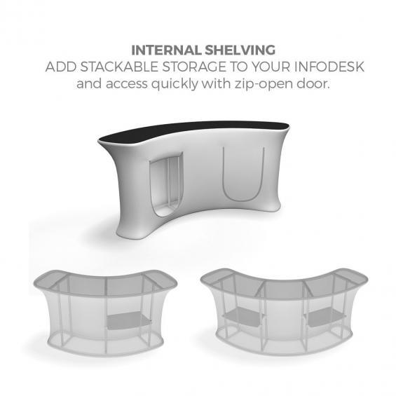 FabTex Infodesk counter curved shelving